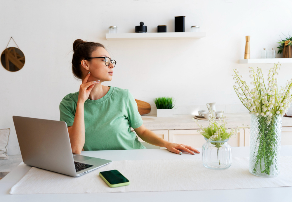 vrouw aan het werk thuis